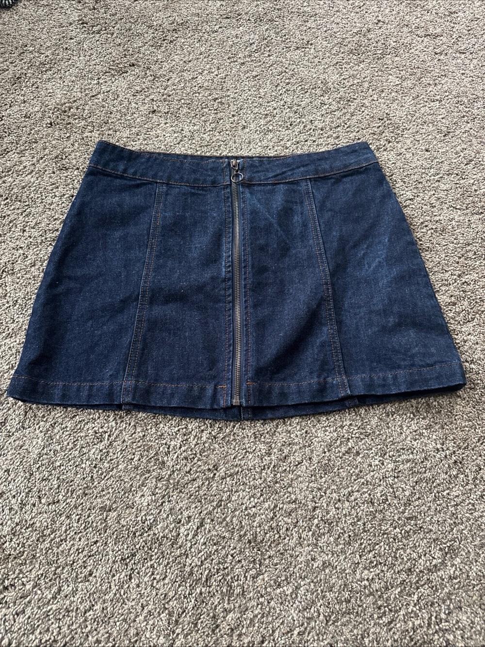 Altar’d State Women’s Small Denim Front-Zip Mini Skirt - Dark Blue EUC